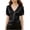 Black, variant on Satin Blouses for Women Lantern Short Sleeve V Neck Side Drawstring T-Shirts Dressy Casual Crop Tops