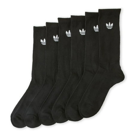 Adidas 6 Pair Pack Original Trefoil Athletic Moisture Wicking Crew Socks Black