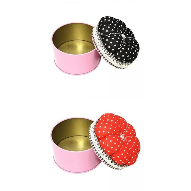 2Pcs Pin Cushion with Storage Case for Home Sewing Tools Black Red Zulema Alfiletero de costura