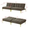 thumbnail image 6 of 71" Convertible Sofa Couch with Adjustable Backrest, Teddy Fabric Futon Loveseat Sofa Bed with a Pillow, Folding Recliner Futon Sofa with Gold Metal Legs for Living Room, Taupe, 6 of 7