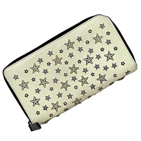 Pre-Owned Jimmy Choo Round Long Wallet ec-22368 Cream Yellow Black Silver Leather... (Good)