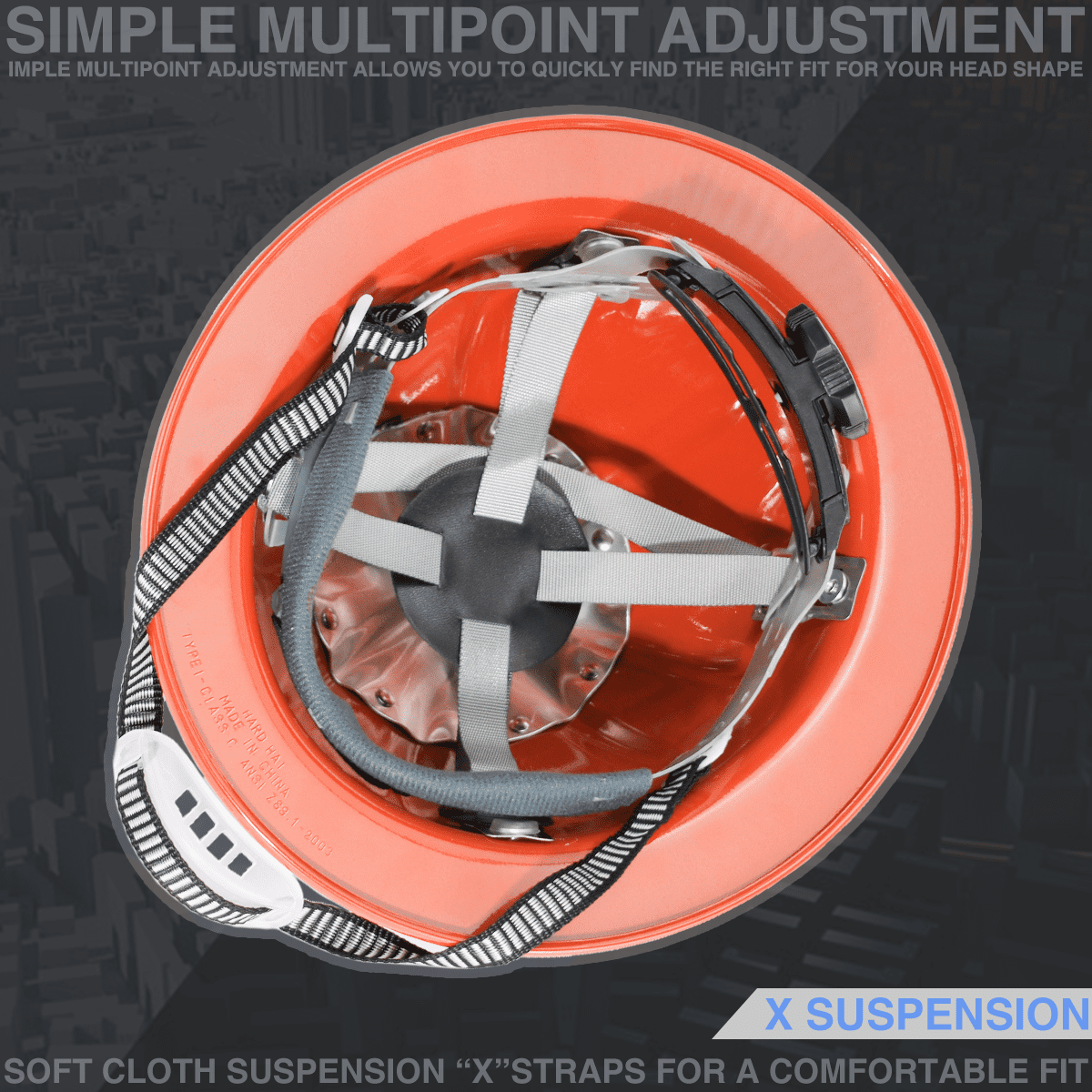 Aluminum Safety Hard Hats Helmet with Ratchet Suspensions Silver Safety Cap One Size Helmet Fits Most(Orange)