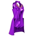 thumbnail image 2 of IBTOM CASTLE Women Trapeze Artist Fancy Dress Circus Costume Metallic Jumpsuit Leotard Gymnastic Stage Performace Dancewear XL Purple, 2 of 8