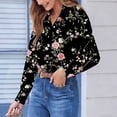 thumbnail image 4 of Abomasnow Womens Button Down Shirts Fashion Boho Floral Printed Shirts Dressy Casual Long Sleeve V Neck Tops S-2XL, 4 of 6