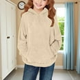 thumbnail image 2 of BLVB Kids Girls Fuzzy Fleece Pullover Hoodies Sherpa Sweatshirt Casual Loose Fall Winter Outfits with Pockets 4-14 Years, 2 of 7