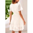 thumbnail image 2 of Wrongduck Women's Hollow Out Lace Dress 2026 Summer V Neck Mini Dress Short Sleeve A Line Vacation Party Outfit, 2 of 16