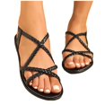 thumbnail image 4 of Women Shoes Womens Sandals Women's Fashionable And Versatile Solid Color Woven Strap Plus Size Shoes Spring And Summer Trendy Comfortable Sandals Black 38, 4 of 9