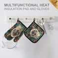 thumbnail image 4 of Yayeee Oven Mitts and Pot Holder Set of 4 Heat Resistant Kitchen Gloves Baking Hot Pad, Flowers and Cat, 4 of 5