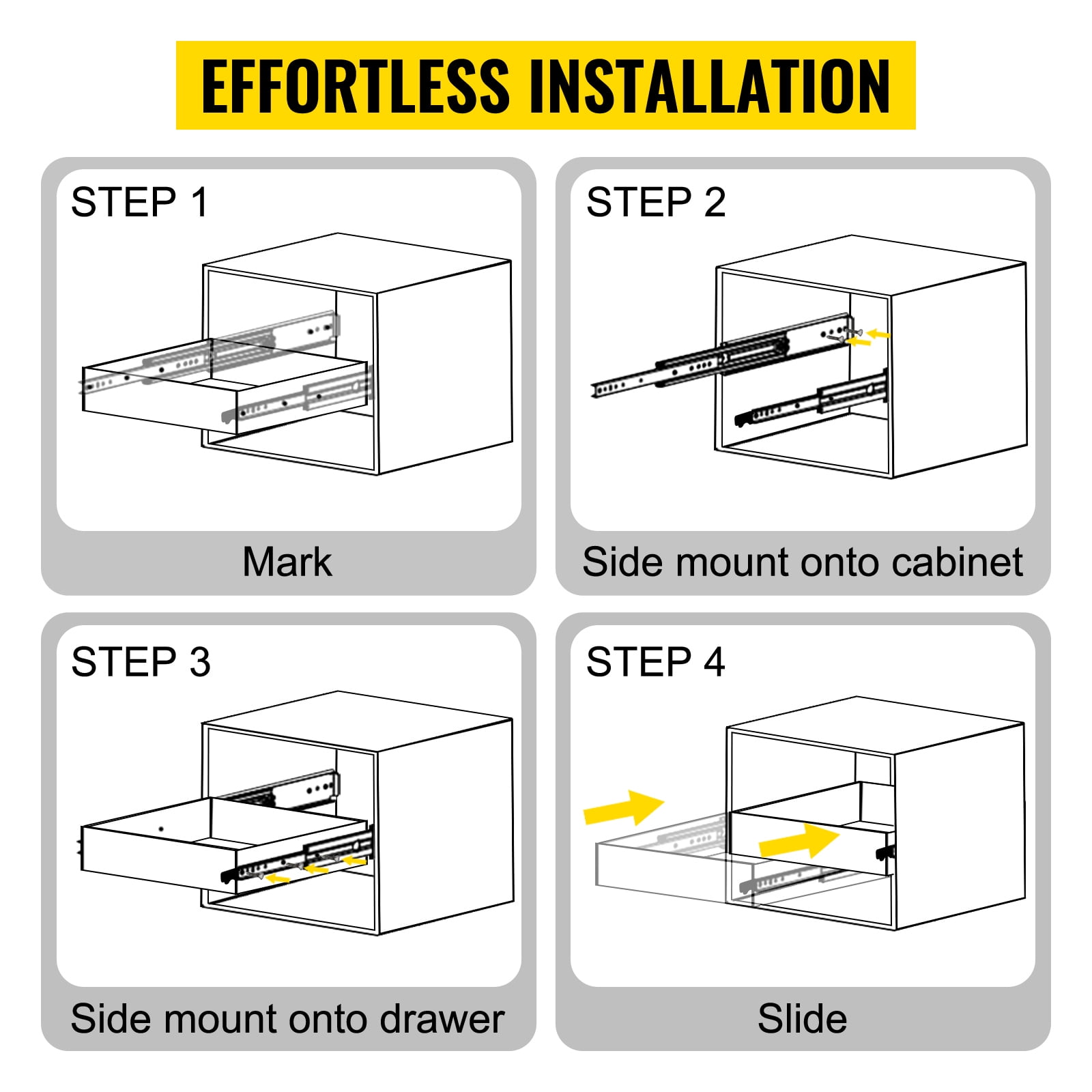 SKYSHALO Heavy Duty Drawer Slides 24" Length, Locking Drawer Slides 500lbs Load Capacity Long Full Extension Drawer Slide 1 Pair Side Mount Ball Bearing Drawer Glides Push to Open Drawer Runners Rail