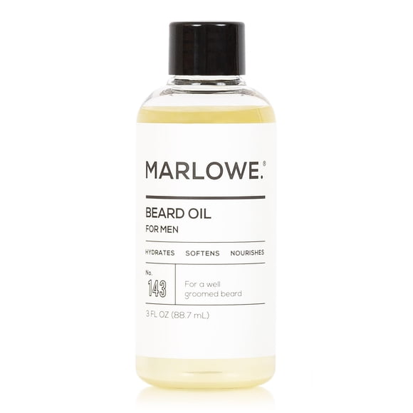MARLOWE. No. 143 Beard Oil 3 oz Aceite acondicionador para barba para hombres Cuidado más suave y completo de la barba Suavizante natural con aceite de girasol y cártamo Acondiciona y nutre la salud