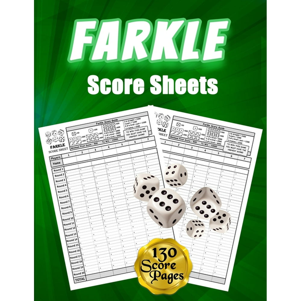 Farkle Score Sheets 130 Large Score Pads for Scorekeeping Green