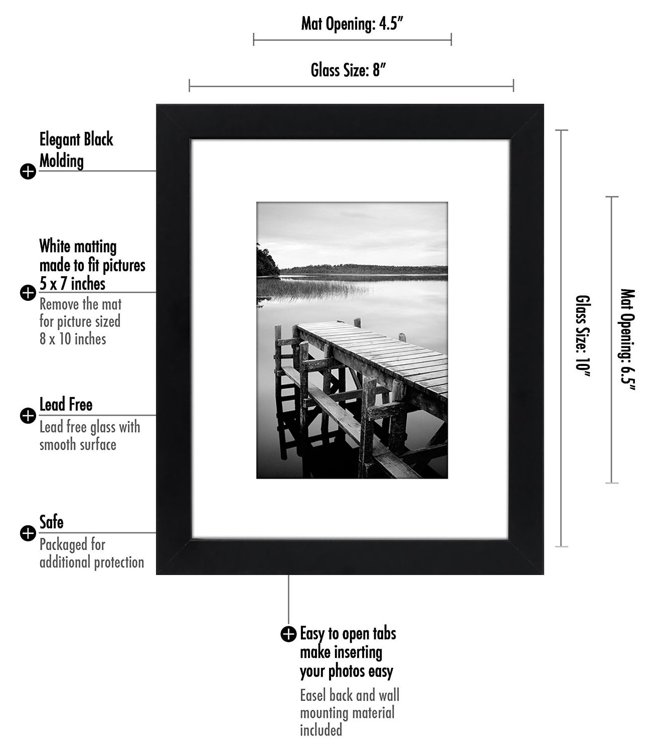 Set of 4 Individual Black Wall Photo Frames Size 8 x 10 inch (Pack of 4)