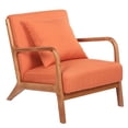 thumbnail image 3 of Topcobe Mid-Century Retro Accent Chairs, Modern Fabric Upholstered Wooden Lounge Armchair for Living Room, Upholstered Arm Chair for Bedroom Reception Apartment Dorms, Orange, 3 of 6