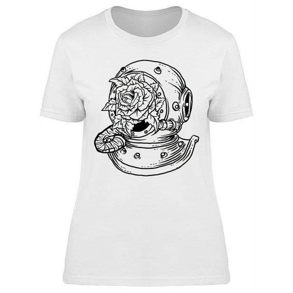 Flowers In A Diver Helmet T-Shirt Women -Image by Shutterstock, Female Large