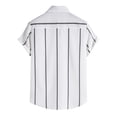 thumbnail image 4 of Camisa a rayas de un solo pecho con botones casuales para hombre Camisa hawaiana de manga corta Pompotops  oipoqjl48948, 4 of 9