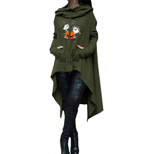 WEAIXIMIUNG Sweat à Capuche pour Femmes Fermeture Éclair Mode Automne et Hiver Manches Longues Imprimé Uni Droit