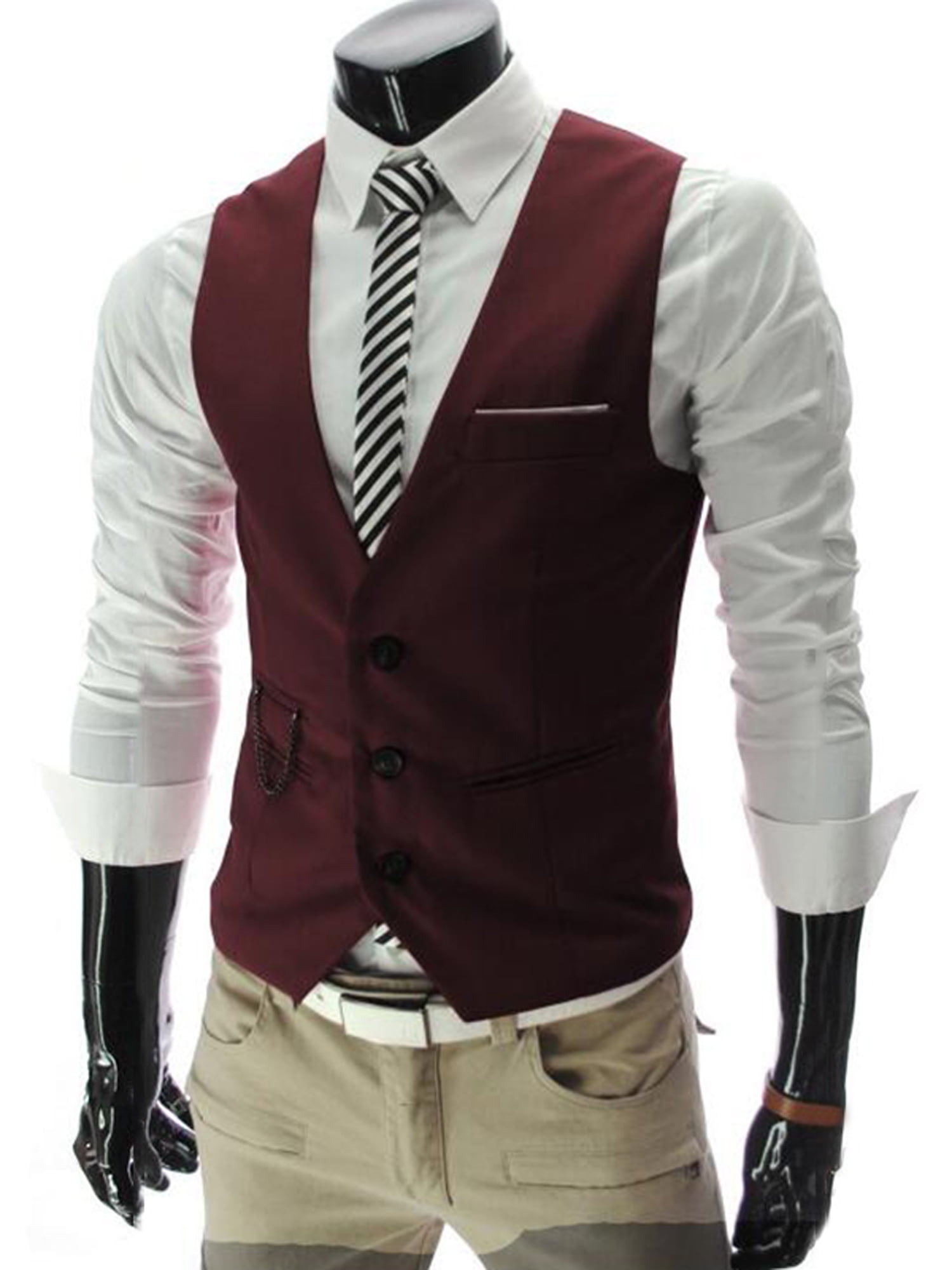 Men Formal Business&Casual Slim Fit Tuxedo Suit Top Vest Waistcoat Blazer Jacket 