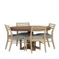 thumbnail image 3 of GDF Studio Alachua Farmhouse Fabric Upholstered Wood Expandable 5 Piece Dining Set, Natural Brown, Light Ash, and Gray, 3 of 11