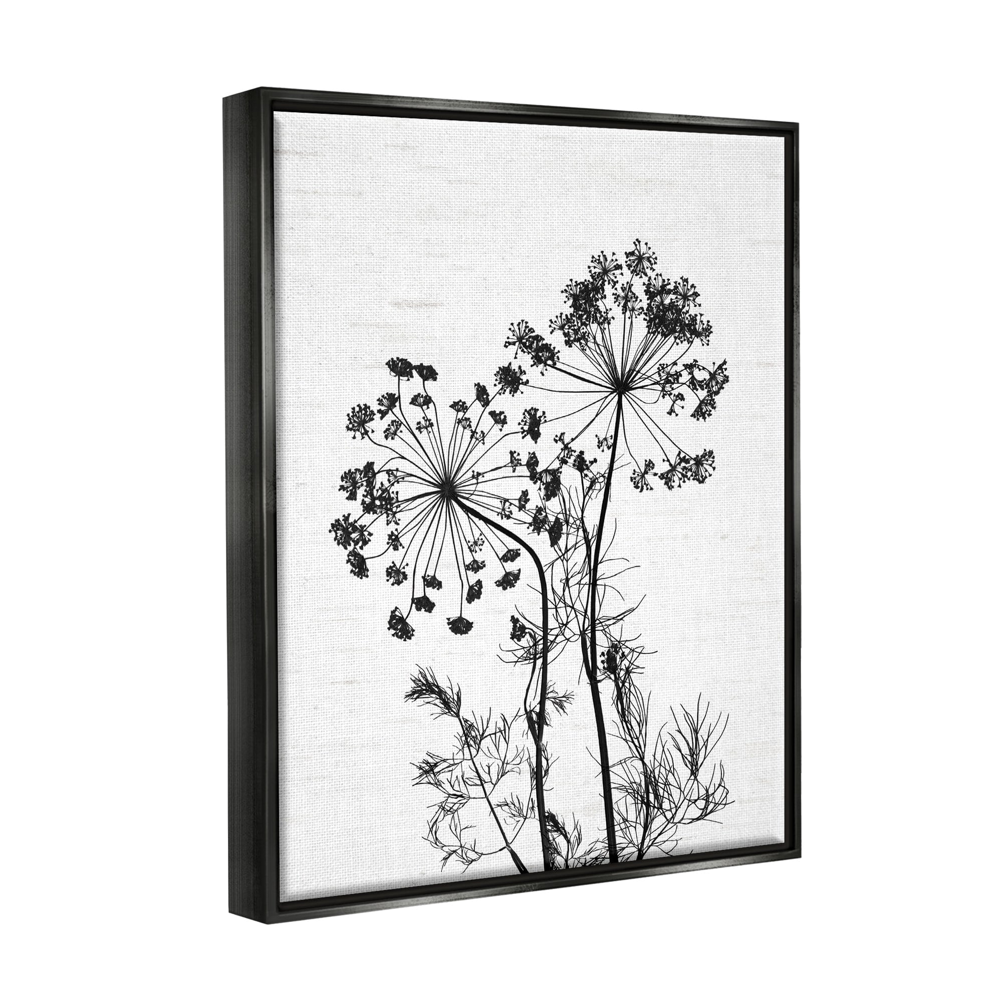 Stupell Industries Varied Botanical Herbs Casual Wildflower Birch Pattern Graphic Art Metallic Gold Floating Framed Canvas Print Wall Art, Design by Lettered and Lined