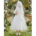thumbnail image 4 of Oudiya Flower Girls Dress Bowknot V-Back Formal Pageant Ball Gown Party Wedding Tulle Long Dresses, 4-12Y, 4 of 7