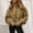 Khaki a2, variant on Womens Full Zip Fleece Cropped Jacket Warm Winter Long Sleeve Stand Collar Sherpa Short Coat Casual Outerwear with Pockets
