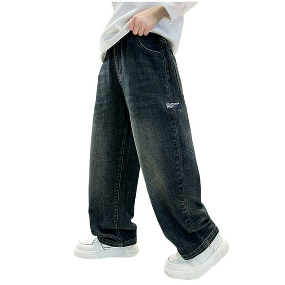 yocbz Boy's Slim Straight Fit Ripped Jeans Childrens Clothing Handsome Boys Jeans Medium And Large Childrens Casual Boys Trousers Cool Pants Blue,6-7 Years