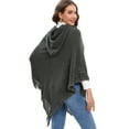 thumbnail image 4 of Womens Pullover Poncho Sweater Feel Shawl Loose Fitting Ponchos Wraps Baggy Tops for Fall Winter Gray/Red/Black/Khaki, 4 of 5