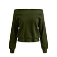 thumbnail image 6 of MaFYtyTPR Women Off The Shoulder Long Sleeve Sweatshirts Solid Loose Casual Pullover Tops for Fall Winter Daily Lounge Wear Army Green L, 6 of 6