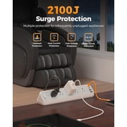 YUNZII Desk Clamp Power Strip 6FT, 2100J Surge Protector, 5 Outlets 4 USB Ports (2 USB C), Grey