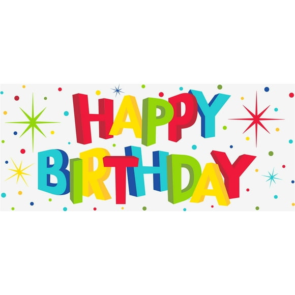Way to Celebrate! Multicolor Plastic Bold Happy Birthday Wall Banner, 5ft x 2.25ft