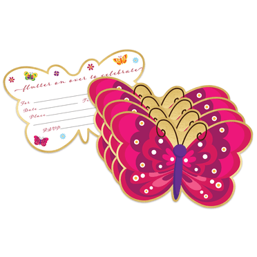 Butterfly Birthday Party Invitations & Envelopes Value Pack (20 Count)
