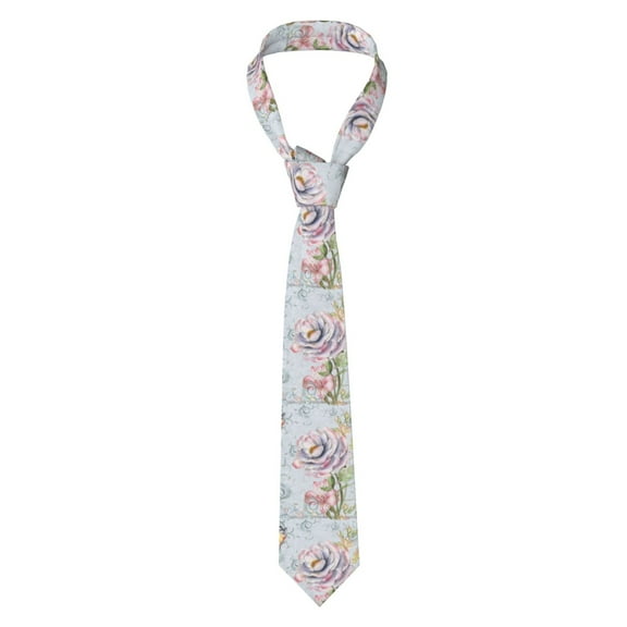 Naloa Vintage Rose Print Solid Color Tie Formal Necktie for Men，Suitable for business, daily life, work