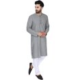 thumbnail image 2 of SKAVIJ Men's Handloom Cotton Kurta Indian Ethnic Wear Yoga Top (Large, Black Stripe), 2 of 6