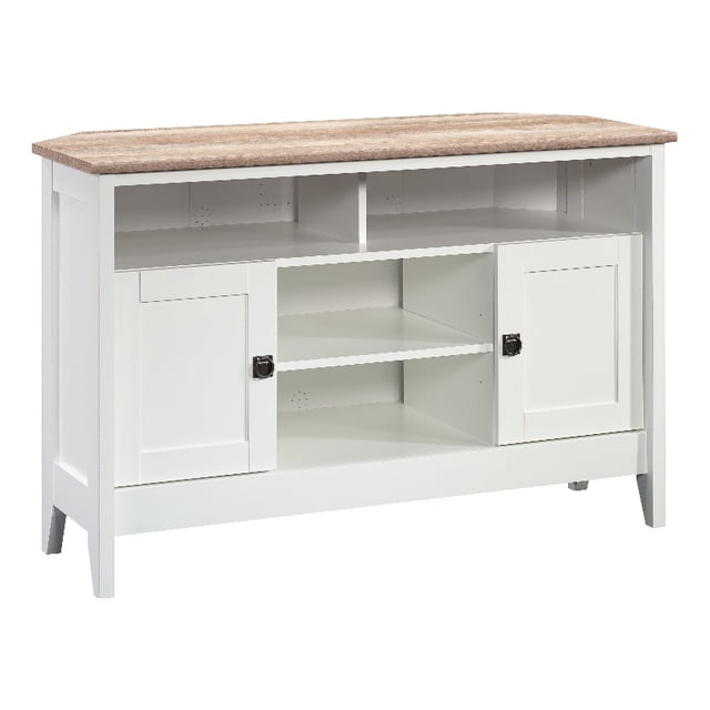 Bowery Hill Engineered Wood Corner Entertainment Stand in Glacier White