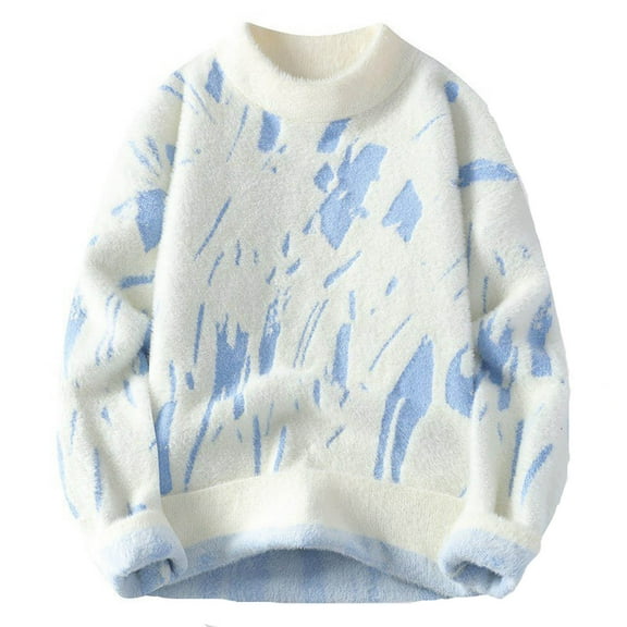 Fengactive Mens Oversized Sweaters Graphic Crewneck Knitted Casual Pullover Long Sleeve Jumpers Sweatshirts