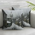 thumbnail image 3 of Orinice Snowy Street Church Person Graphic Decorative Cushion Throw Pillow Cover Winter Pillow Case 1PC 24x24in, 3 of 5