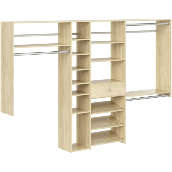 The Stow PH44-MJ 72 x 108 x 14 in. Wide Ultimate Shoe Storage Closet Kit, Honey Blonde