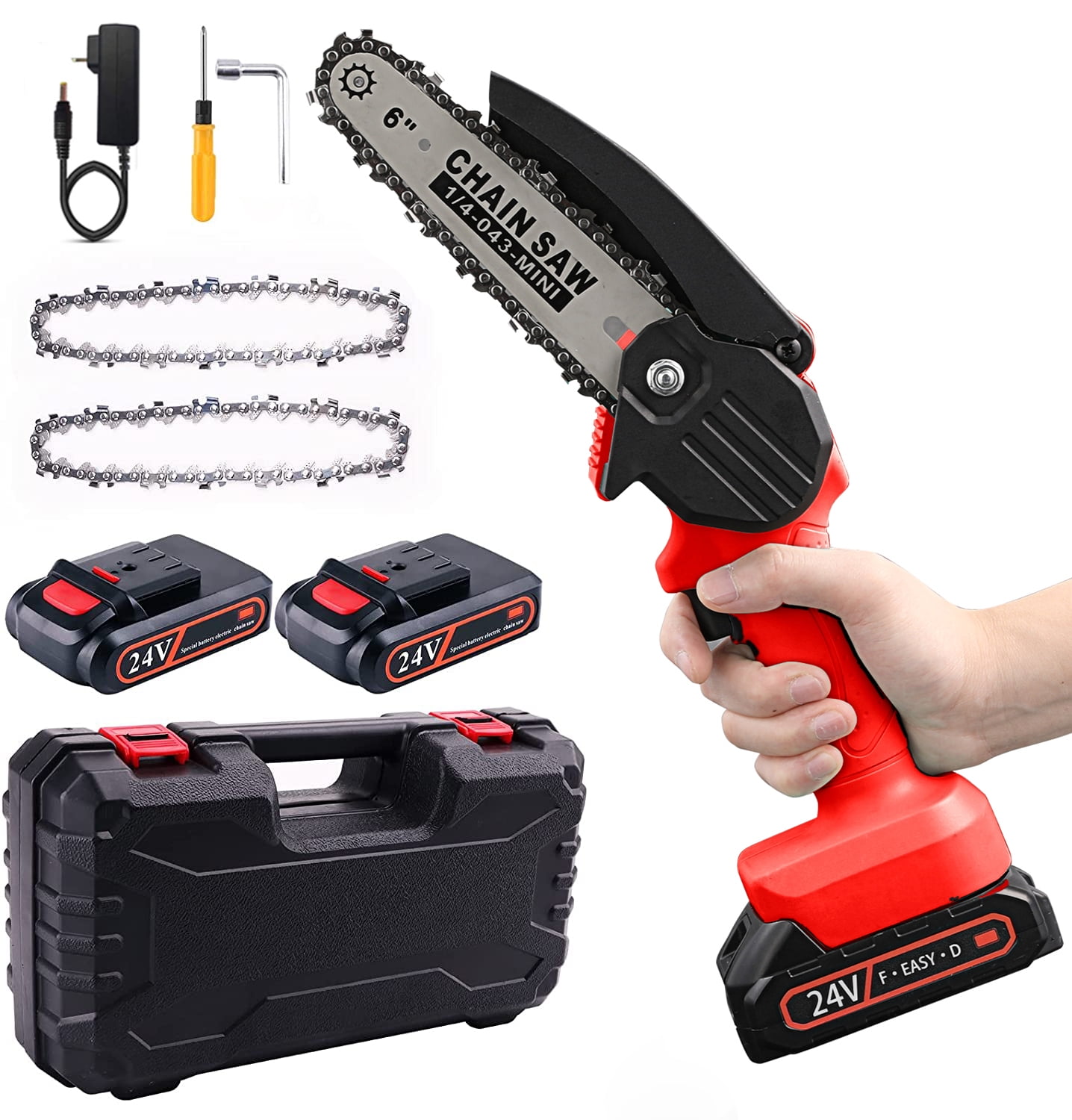 Cordless Chainsaw One-Hand Chainsaw, Rechargeable 1500mAH Battery, 2pc —  DayPlus
