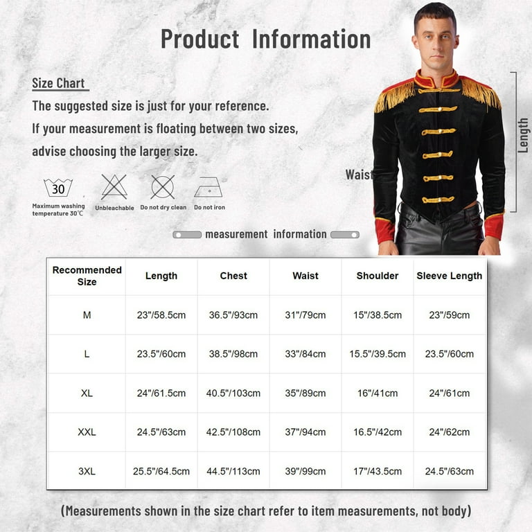 Sxiwei Men's Ring Leader Costume Tassel Epaulet Jacket Steampunk Military  Drummer Coat for halloween Black L - Walmart.com