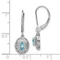 thumbnail image 2 of White Sterling Silver Earring Drop & Dangle Women'S Swiss Blue Topaz Oval Diamond Round 28 mm 10, 2 of 2