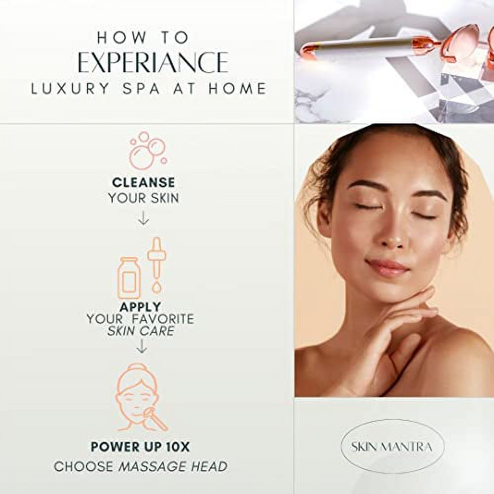 SKIN MANTRA-Electric Face Massager Roller for Flawless Face, Natural Rose Quartz Face Roller Massager for Anti-aging, Skin Tightening, Reduce Fine Lines and Wrinkles.