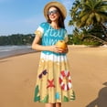 thumbnail image 4 of Fotbe Hello Summer1 Vestido Largo de Moda para Mujer, Vestido Tipo Camiseta con Manga Corta y Estilo Casual a Rayas y Bloques de Color, 4 of 6