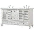 thumbnail image 3 of Elegant Decor Rhodes 60" Double Marble Top Bathroom Vanity in Antique White, 3 of 16