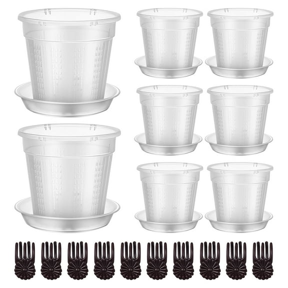 8 Pcs Clear Plant Pots with Drainage Holes Hollow Flower