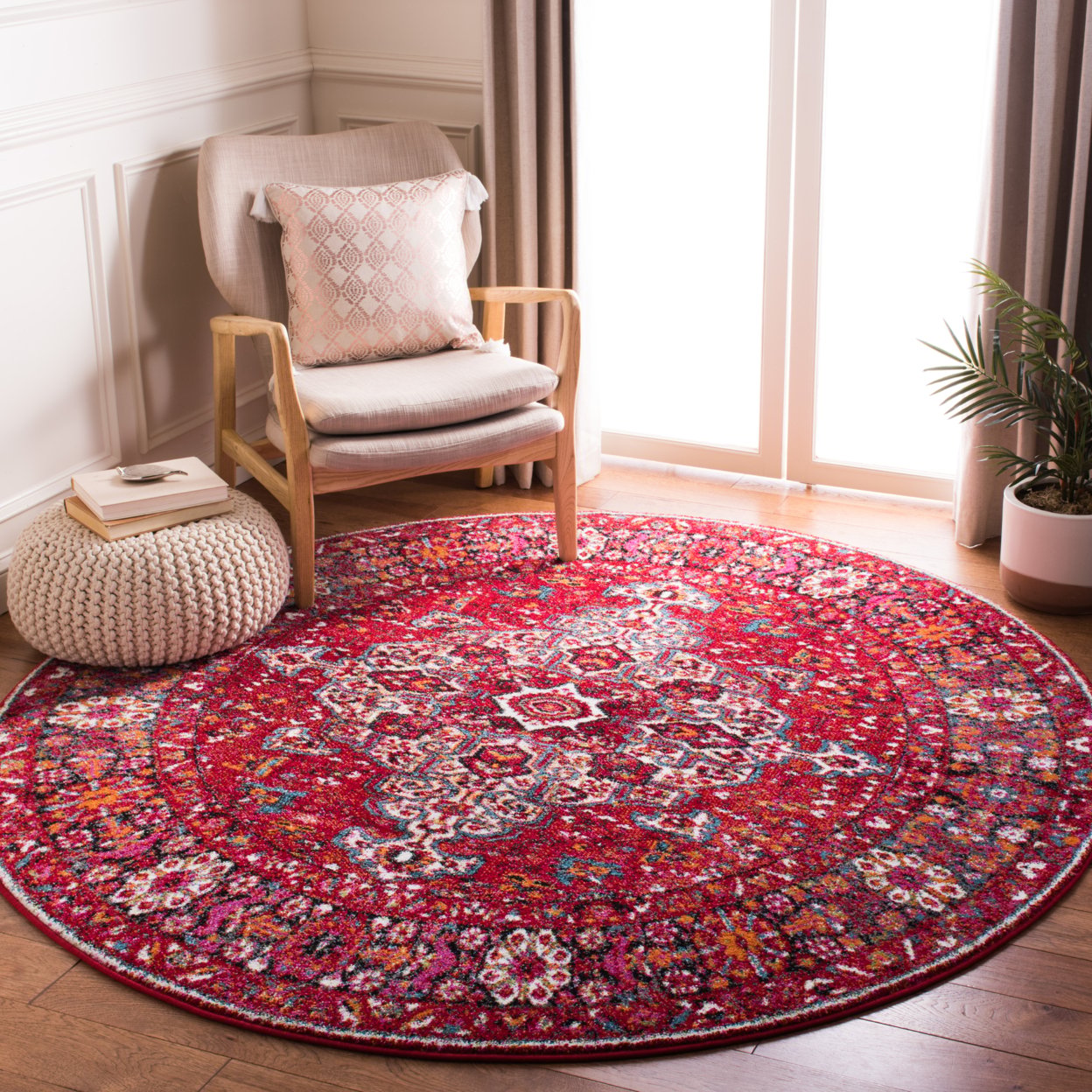 SAFAVIEH Vintage Hamadan Cathleen Traditional Area Rug, Red/Multi, 5'3" x 7'6"