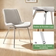 thumbnail image 5 of Modern Faux Leather Dining Chairs Set of 2, Upholstered Dining Side Chairs with Metal Legs, Comfort Backrest Chair For Kitchen Dining Room Cafe(Grey, Silver Legs), 5 of 11