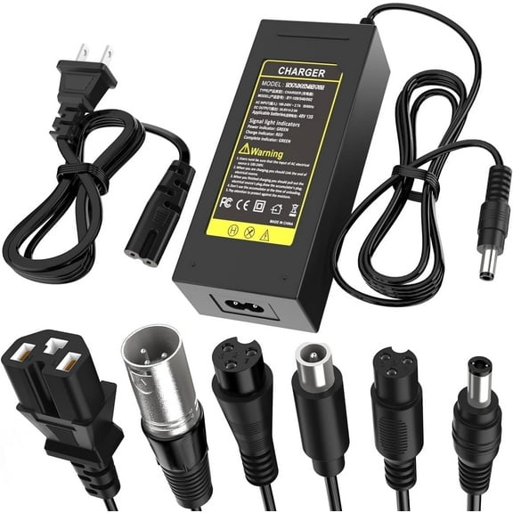 54.6V 2A Fast Charger 7 in 1 Plugs Universal for 48V 13S Lithium Batteries, Pinkind 48V Li-ion Battery Charger Replacement for Razor