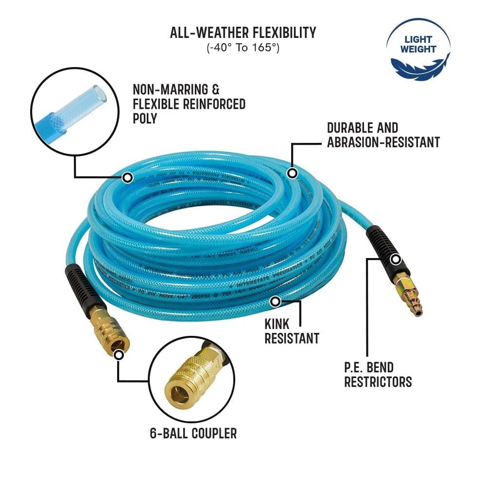 Air Locker AL45AB2K 1-3/4 Inch Coil Roofing Nailer, Hook & 1/4 Inch x 50 FT Polyurethane Hose Kit