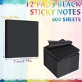 thumbnail image 3 of LKWLPD Black Sticky Notes, 12 Pads, 3 X 3 Inch, 600 Sheets/Pad, Self-Stick Notes Pads, Easy Post Notes for Office, School, Home (Black), 3 of 4