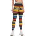 thumbnail image 3 of High Waisted Leggings for Women Regular & Plus - No See Through Tummy Control Cycling Workout Yoga Pants without Pockets Colorful Mexican Poncho Stripes M, 3 of 6
